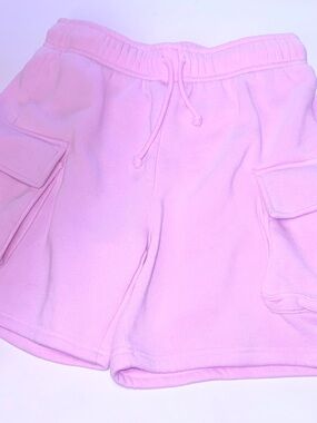 Women’s Light Pink Cargo Lounge Shorts with Drawstring